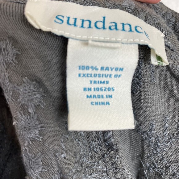 Sundance Size 4 Cargo Pants Gray Embroidered Mid Rise Boho Floral Tapered - Picture 2 of 5